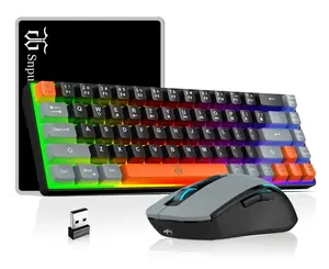 Wireless Gaming Keyboard and Mouse Combo,Rainbow Backlit Rechargeable 2000mAh Battery,Mini Mechanical Feel Keyboard + Popular RGB Mice for Gaming,Business Office