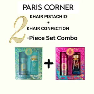Unisex Paris Corner Khair Fragrance Combo - Pistachio & Confection Scents, 2 EDPs + 2 Body Sprays
