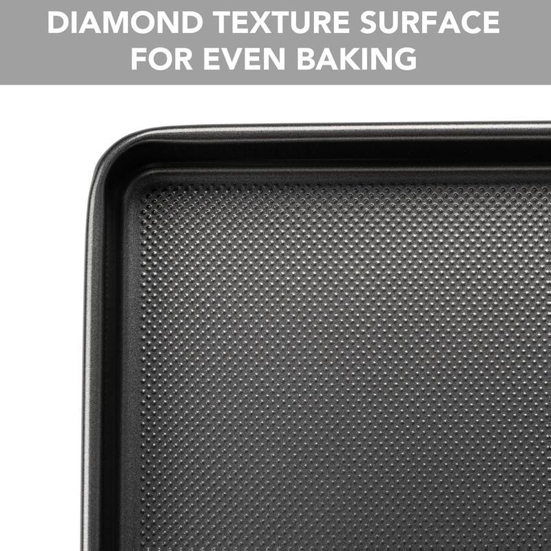 Baking Sheet Pan Set of 3, Nonstick Cookie Sheets for Oven, Heavy Duty Carbon Steel Half & Jelly Roll Pans with Diamond Texture Pattern, 0.8mm Thick Durable Baking Trays
