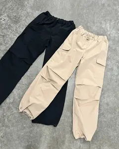 CRYSTAL PARACHUTE CARGO PANTS - KHAKI
