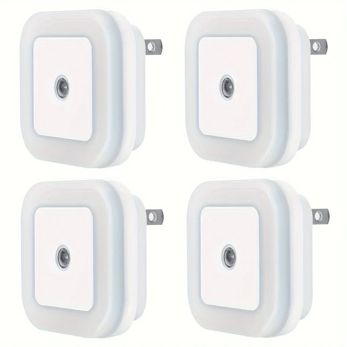 4-Pack Smart LED Sensor Night Lights - AC Power Supply Plug-In Compact Square Wall-Mounted Dusk-to-Dawn Home & Festive Decorations, Built-In Sensor Mood Lighting for Bedroom Christmas Gift