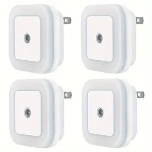 4 pcs Smart Night Lights, wall-mounted plug-in LED sensor night lights, suitable for automatic switch-on and switch-off night lights in bedrooms, kitchens, staircases and corridors