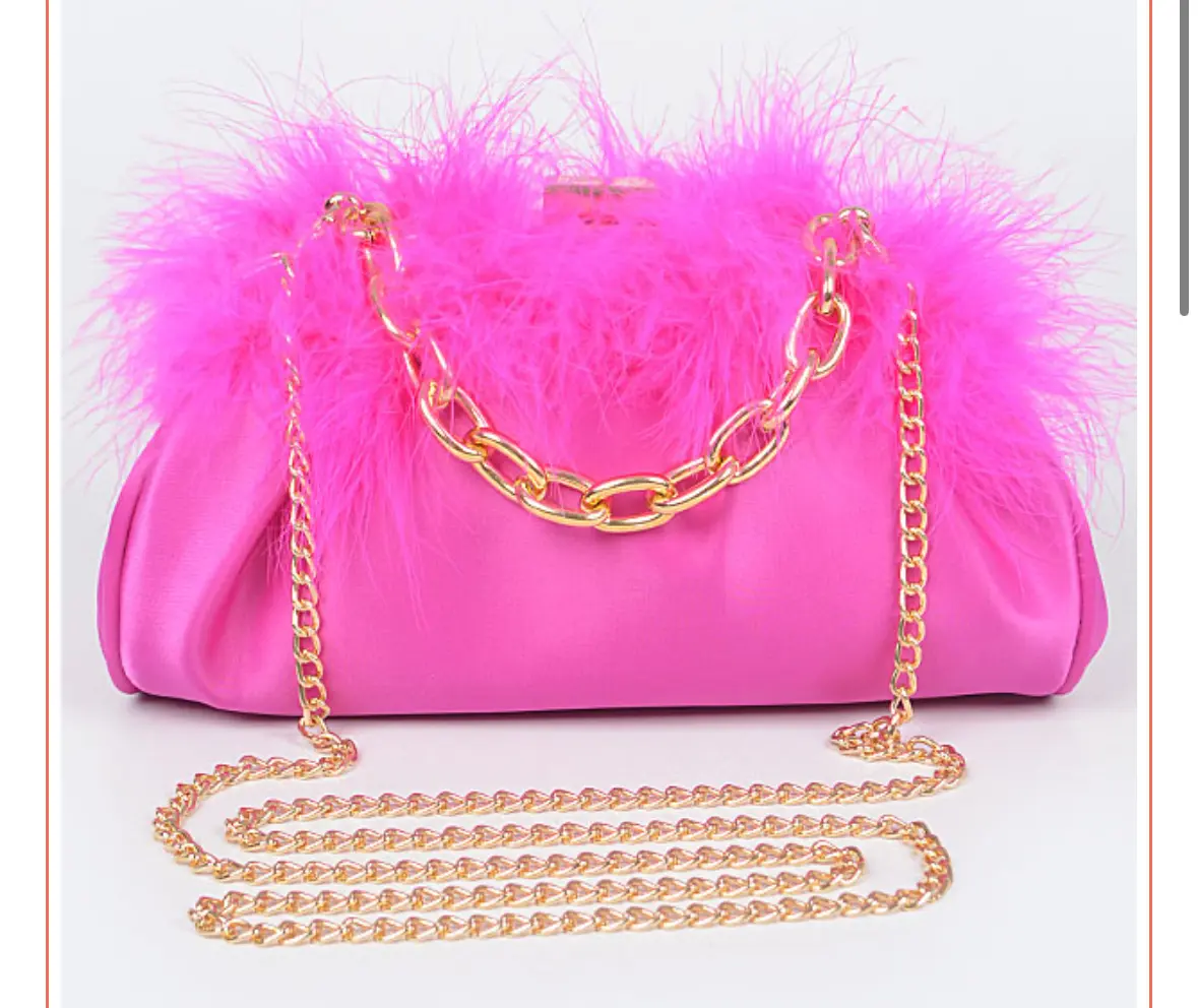 The Fuchsia Feather Chain Bag