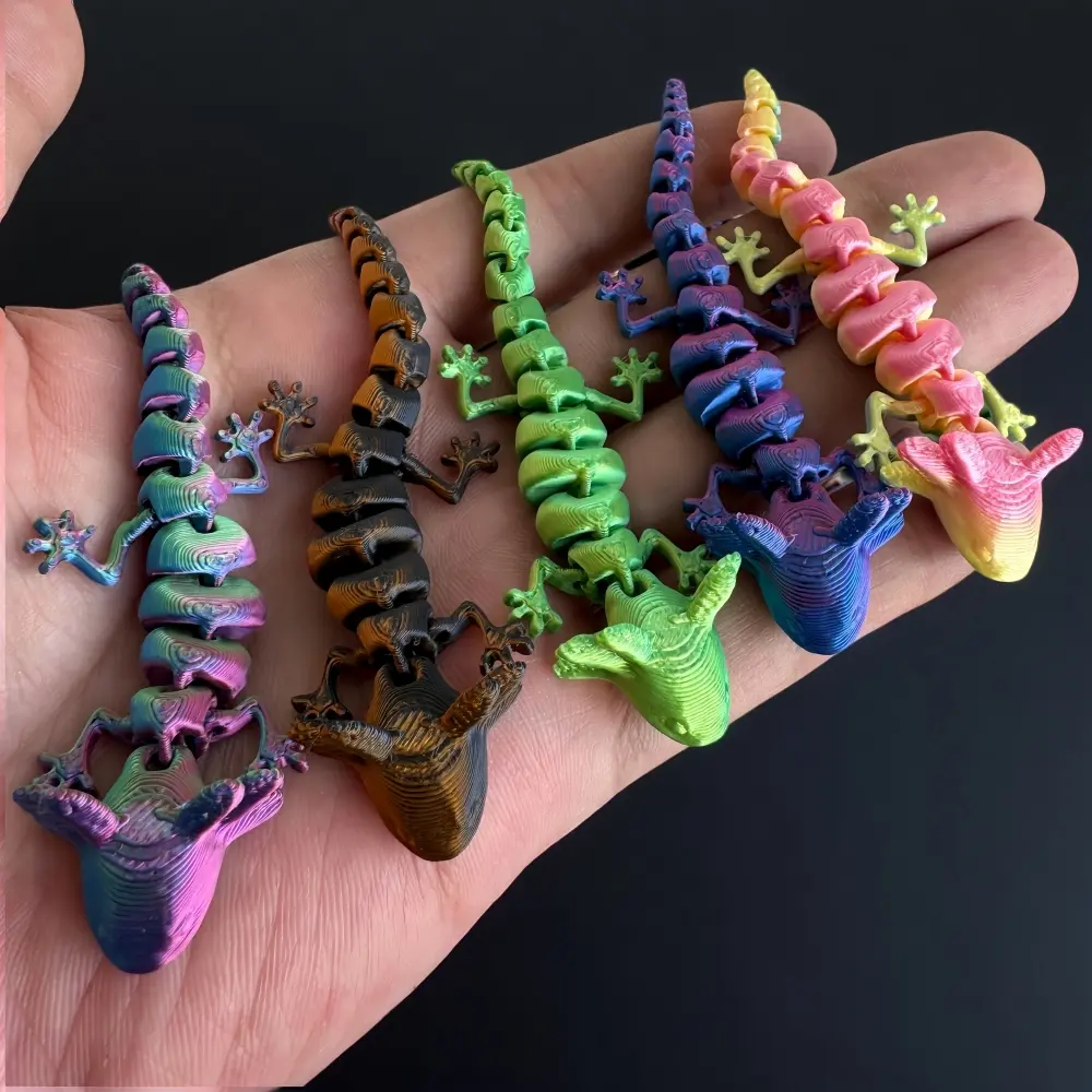 50Pcs 3D-Printed Mini Salamander Statues, Vibrant Rainbow Design Home Decor Figurines for Back to School, Carnival, Independence Day, Black Friday, Earth Day - Unique Playful Space Accents for Decor Enthusiasts