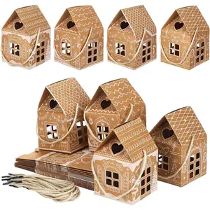 24 count Christmas  Boxes Candy Gingerbread House Mini Christmas Party Favor Box Small Paperboard  Container for Xmas Holiday Party  Cookie Goodie Snack Packaging