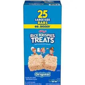Kellogg's Rice Krispies Treats 1.3 oz 25 ct Crispy Rice & Gooey Marshmallow Individually Wrapped Easy Lunch Snacks for Kids & Adults