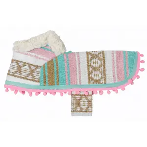 Size 00-3WN Tiffany/Pink/Brown Dog Poncho/Sarape with Fur