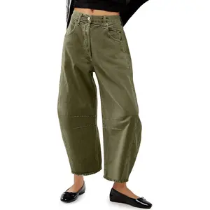 Womens Jeans Mid Rise Barrel Leg Vintage Jeans for Women Trendy 2025 Denim Pants Non Stretch Soft