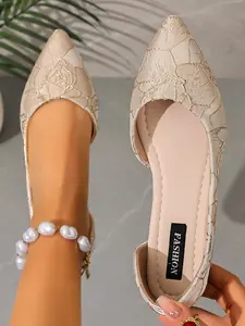 Women's New Blue Flat Shoes, Fashion Pointed Toe Casual Flats, Comfortable Non-Slip Textile Rubber Soles, All Seasons Footwear