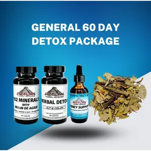 Aztlan General 60 Day Detox Package - Herbal Detox, 102 Minerals, Liver Cleanse Tea & Kidney Support Tincture for Natural Gut Health