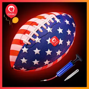 QPAU 9" Glow in The Dark LED Football, Light Up Youth Football with Pump & Batteries, Outdoor Toys & Games for Boys Girls, Birthday & Children's Day Gifts for Kids and Teens, outdoorfun