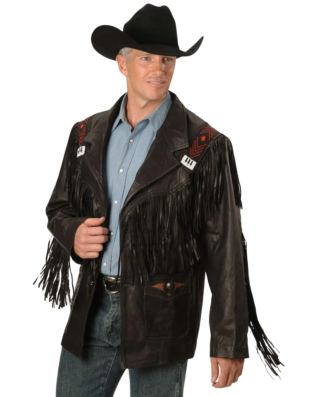 Kobler Leather Men's Mohawk Fringed Jacket - Mohawk Black