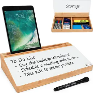 Bamboo Desktop Whiteboard with Storage - Desk Board Buddy