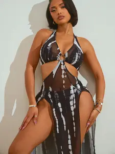 Curvvvy Swim Women's 3 Piece sets Tie-Dye Swimsuit Set Halter Neck Top & Cover-Up Kimono for Beach Vacation & Water Sports 2026 Summer Collection Beachwear Swimwear