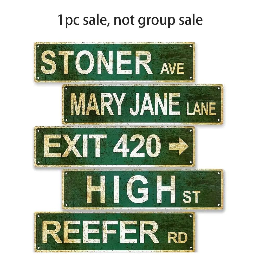 Sold Separately Rectangular Metal Sign, 1 Count Retro Letter Pattern Street Sign, Decorative Plaque for Home Cafe Restaurant Office