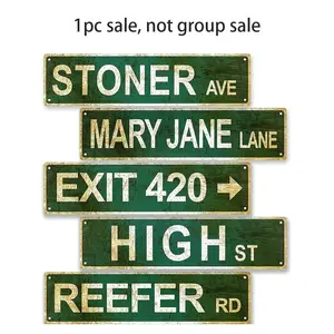 Sold Separately Rectangular, 1 Count Retro Letter Pattern Street Sign, Decorative Plaque for Home Cafe Restaurant Office Vintage Garage Signs