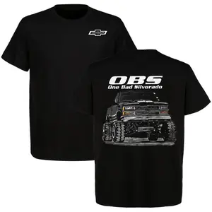 OBS Chevy Gang One Bad Silverado 2-Sided Men T-Shirt Chevy Lover Outfit Classic Trucks Tee Vintage Car Parts Style Short Sleeve Crewneck For Him For Her