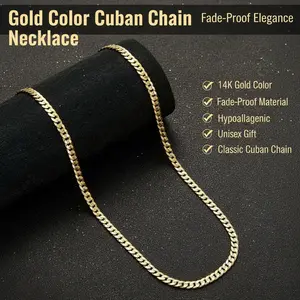14K Gold Plated Classic Cuban Chain Necklace（10mm） | Fade-Proof Hypoallergenic Essential Layering Jewelry | Unisex Gift for Him hip hop necklace men rapper men's vintage woman birthday miami style necklace fashion alloy 16-24 inch link Bracelet y2k