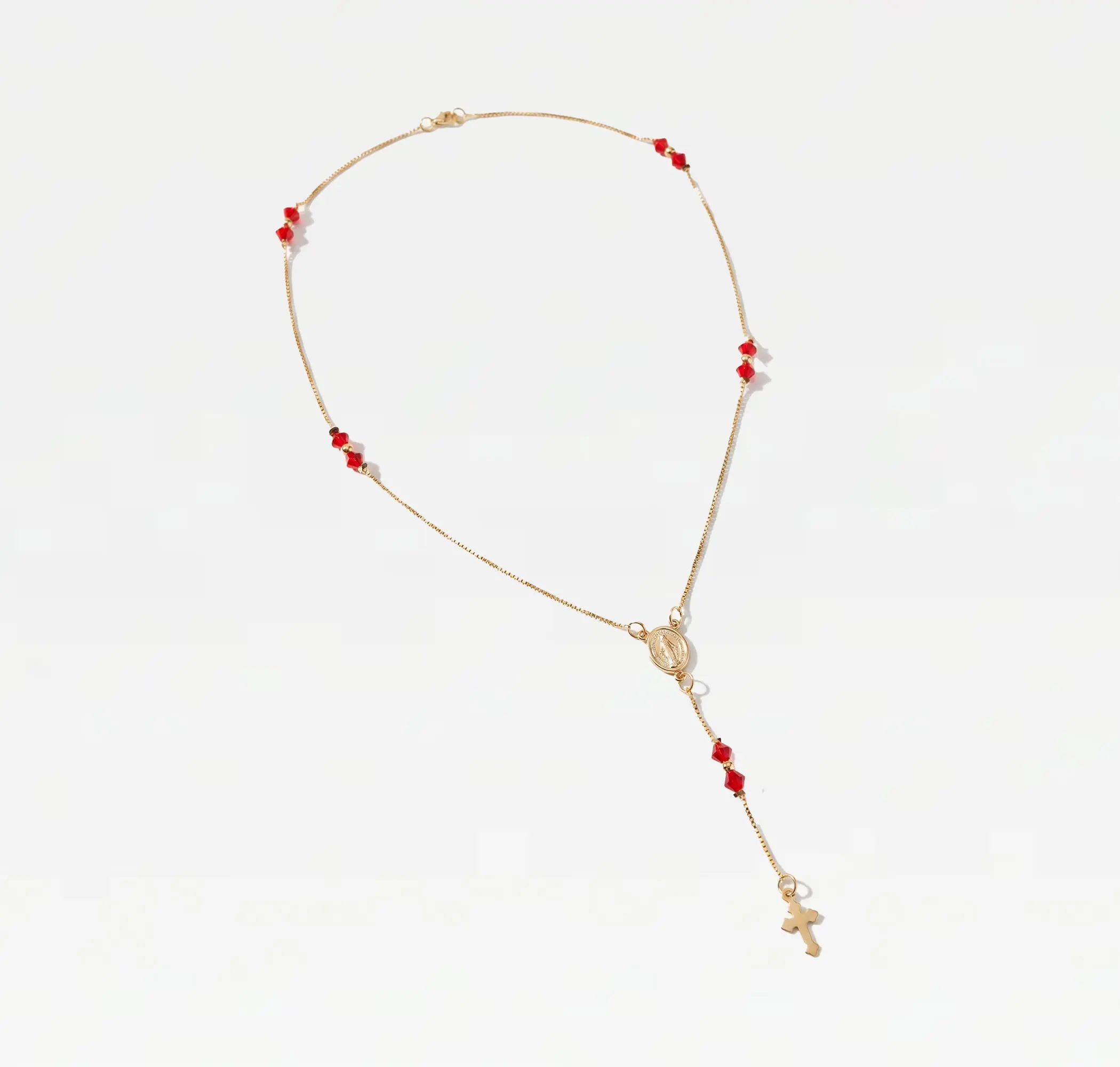 The Red Crystal Rosary Necklace