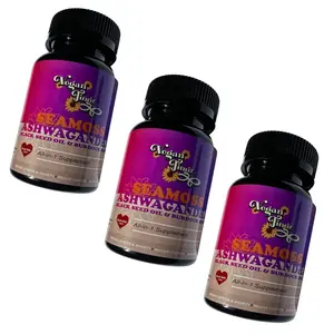 BUNDLE OF 3  MultiMineral Sea Moss 3000mg Black Seed Oil 2000mg Ashwagandha 1000mg Turmeric 1000mg Bladderwrack 1000mg Burdock 1000mg & Vitamin c Supplement Dietary Edible Healthcare Fitness