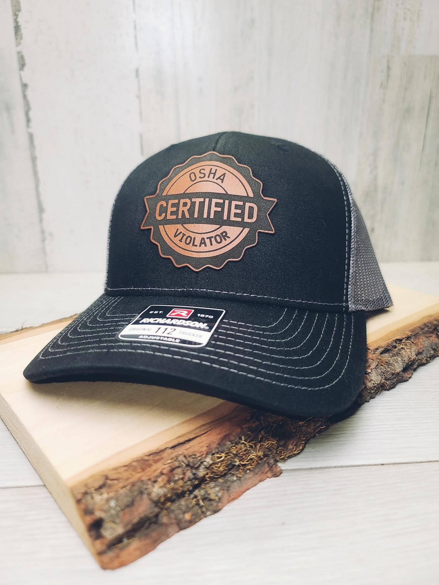 [HOT SALE] OSHA Certified Violator OSHA Violation Leather Patch Hat mens hats dad hats Hat - I Hate Pulling Out Leather Patch Trucker Hat - Richardson 112 Mesh Back Cap - Fishing & Boating Gifts for Men