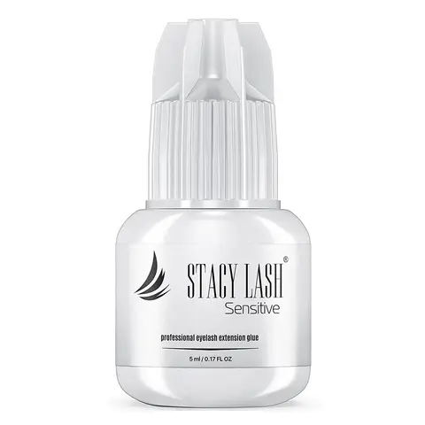 Stacy Lash Sensitive Eyelash Extension Glue 5ml | 5-6 Sec Drying | 4-5 Week Retention | Black Adhesive |Professional Cosmetic Salon Supplies Long Lasting