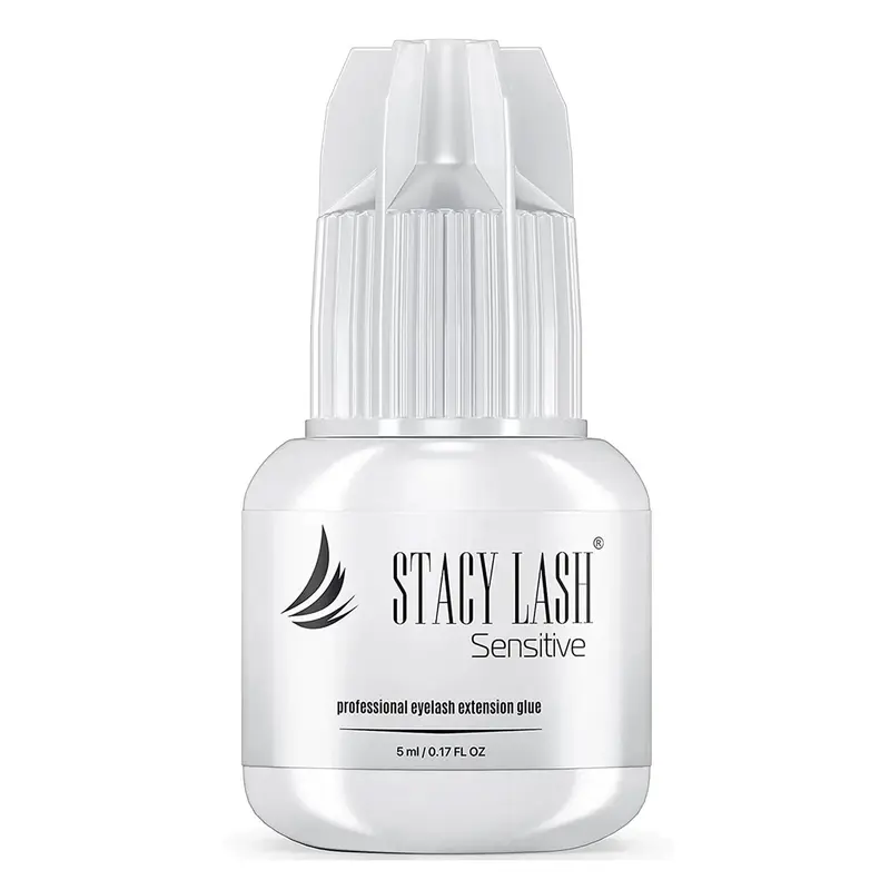 Stacy Lash Sensitive Eyelash Extension Glue 5ml | 5-6 Sec Drying | 4-5 Week Retention | Black Adhesive |Professional Cosmetic Salon Supplies Long Lasting