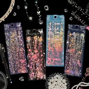4 Bags (2 Style X 20 Sheets/bag) Pet Material Sticker Pack, DIY Sticker, Moonlight Tide Night Series Decorative Materials, Hand Account Stationery Bottle Decals