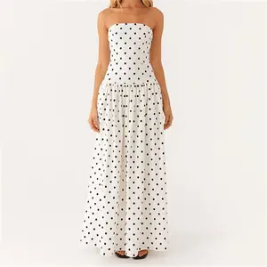 Women’s strapless summer fashion long printed sleeveless dress GARMENTARY