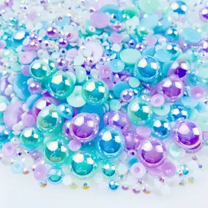 Mixed Color Flat Back Pearl and Rhinestone Combination (1200pcs), DIY Jewelry Making Supplies for Nail Face Art Crafts Jewelry Decoration, Bottles, Cups, Nails, Clothes Shoes, Flower Nails