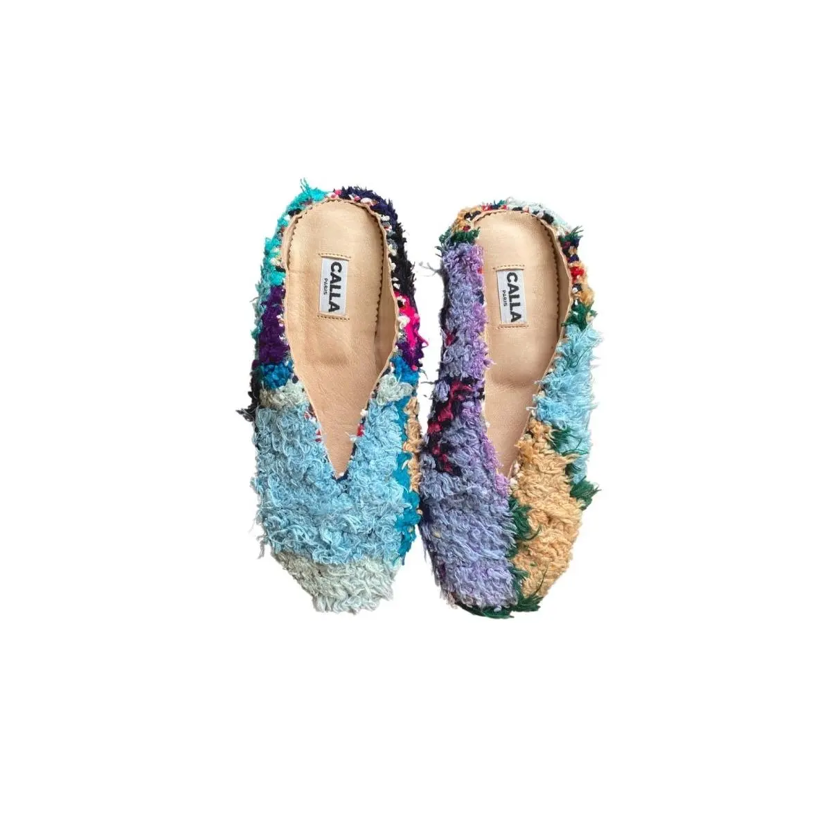 Aili Babouche “Daha” Mules In Colors Peach, Pale Blue, Lavender, Pink & Black (Size 42)