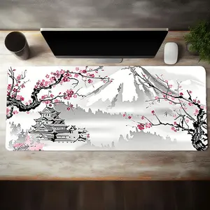 Large Gaming Mouse Pad with Non-slip Rubber Base, 1 Count Cherry Blossom Pattern Desk Mat, Computer Keyboard Pad, Washable Rubber Mouse Pad Perfect for Gamers Office Workers & Home