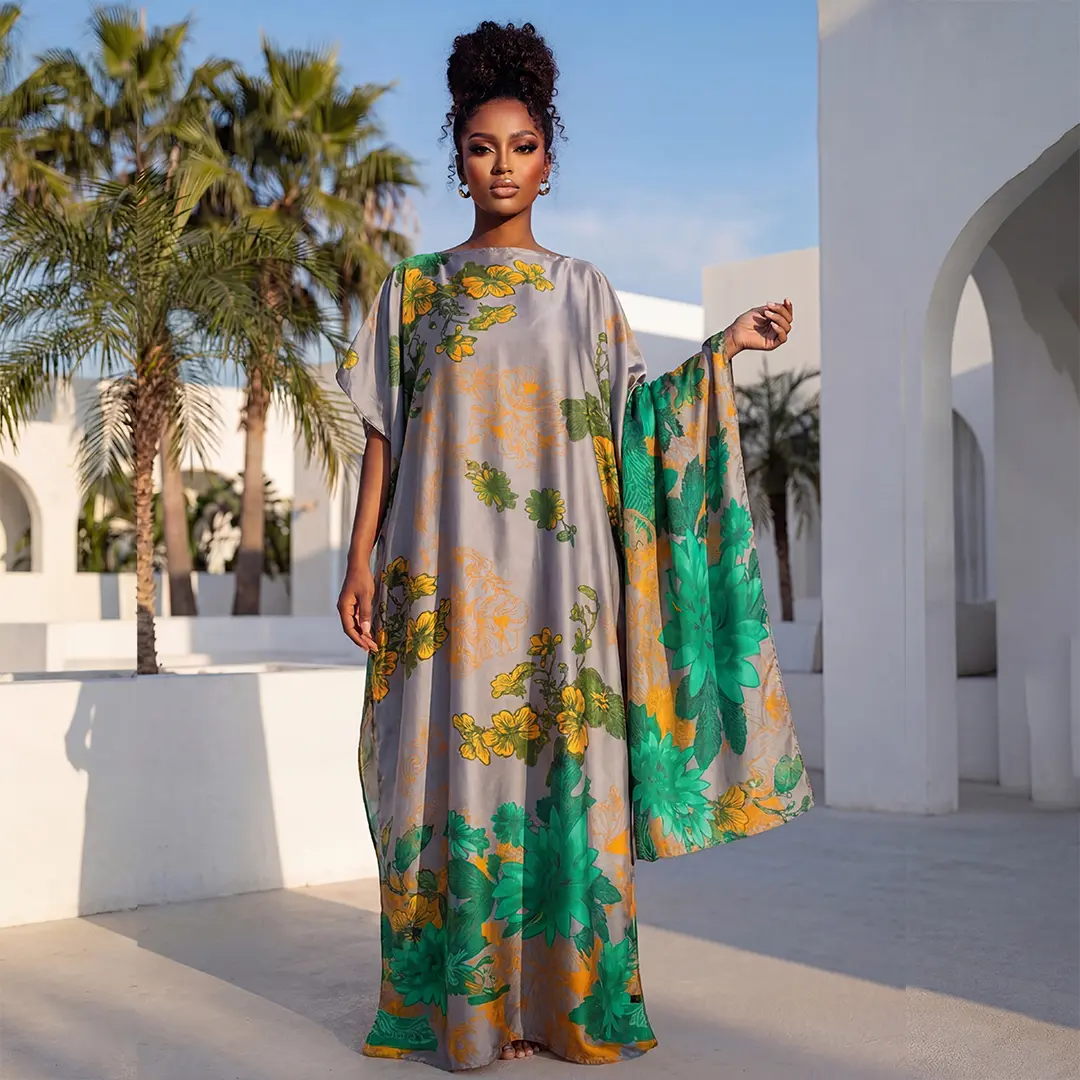 Women’s elegant printed scarf set—loose, soft, perfect for beach outings and ideal for both vacation and everyday wear; a trendy, all-season shawl/poncho that can be worn year-round. print floral fit relaxed