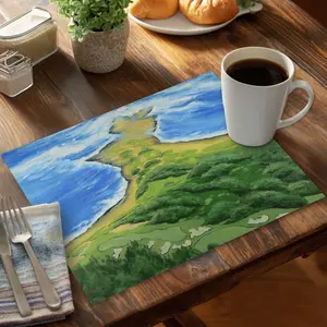 Begin Home Decor C4PP1418BB7KLD 14 x 18 in. Golf Course on the Coast Polyester Placemat - Home Decor - Set of 4