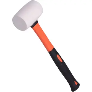 White Rubber Mallet Hammer - Harden - Non marking - Durable Eco-Friendly Hammer for Flooring, Camping, Tent Stakes, Woodworking, Pavers - Ergo Grip Handle - Flat Surface Head (8 oz)