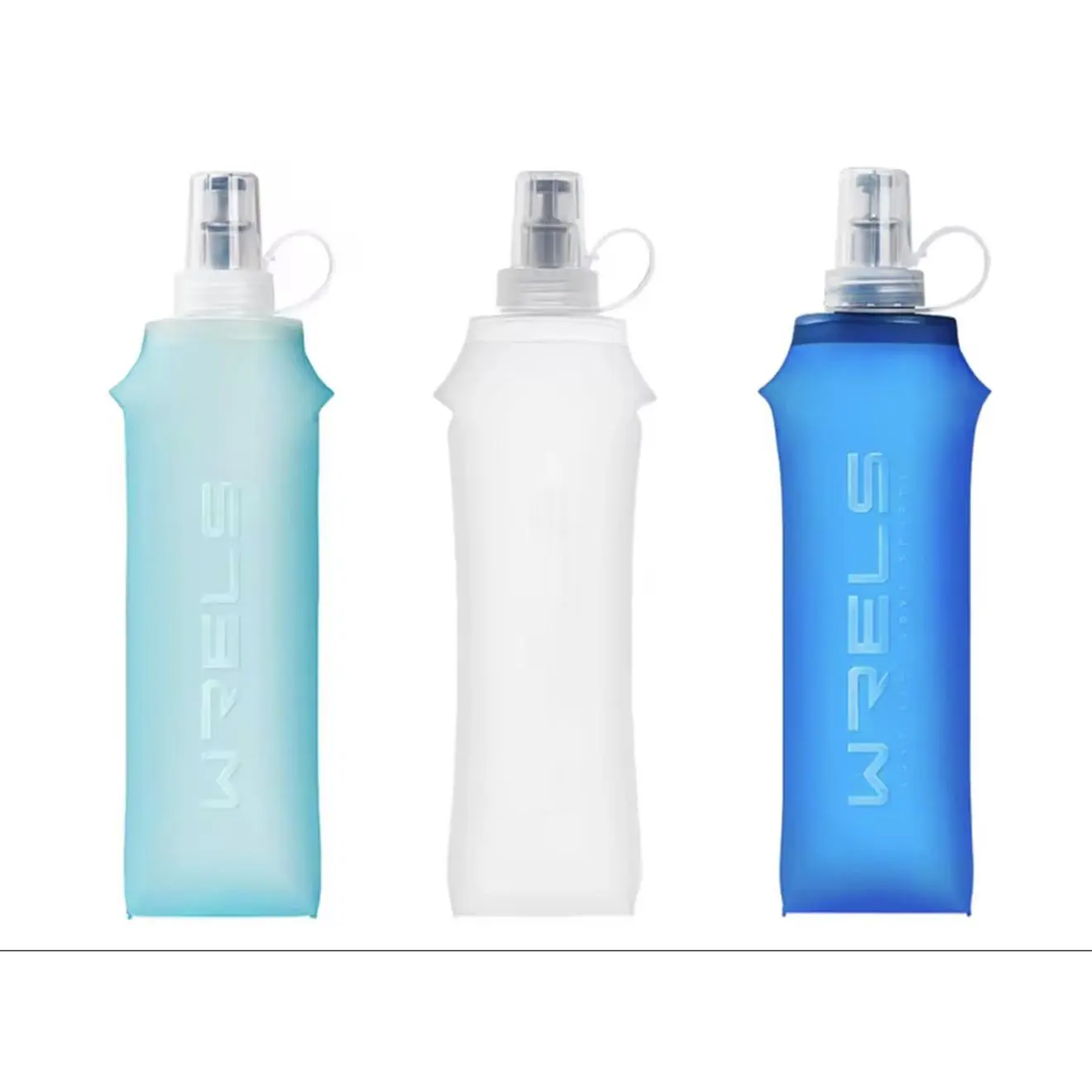 WRELS Foldable Water Bottle - Lightweight & Portable, Available in Blue, White, and Light Blue, Ideal for Travel & Outdoor Activities