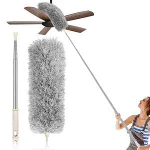Adjustable & Bendable Microfiber Duster, Washable Reusable Cleaning Tool, Ideal for High Ceilings, Furniture, Cars, Spider Web Removal