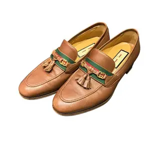 Pre-owned GUCCI Calfskin Small Leather Goods Interlocking G Sheer Line Leather Loafer