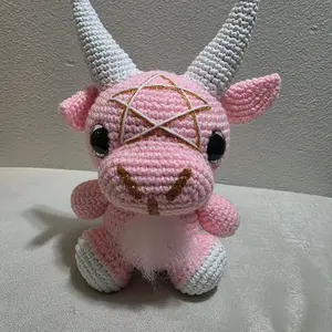 crochet baphomet. glows in the dark. handmade.