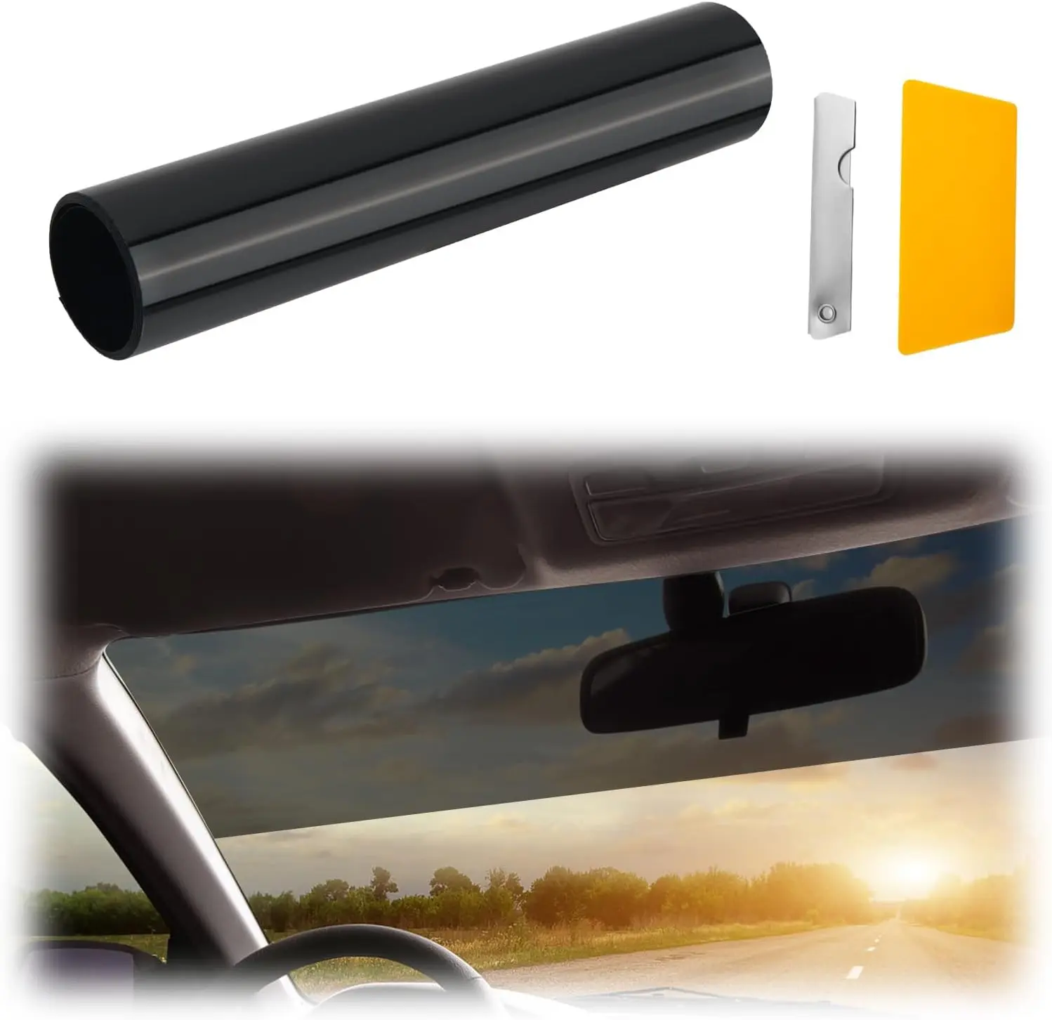 59.06"x7.87" Car Window Tint Film,5% VLT Automotive Window Tint Film Blocks Glare and Protects Eyes,Cuttable Car Tints for Windows with Squeegee/Knife as Windshield Tints Strip