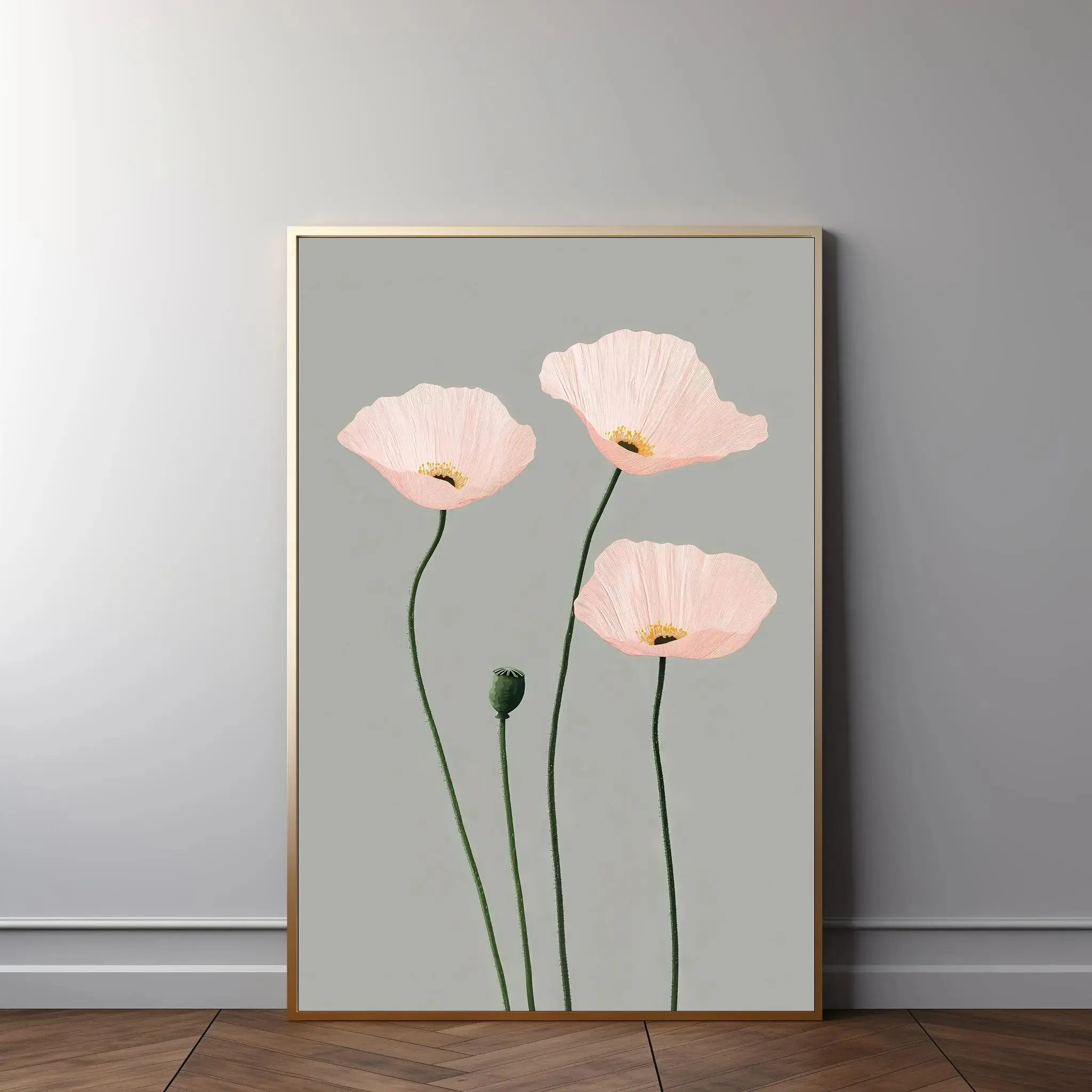 Poppy Print Sage Farmhouse Wall Art, 1 Piece, Home Decor, Rustic Style, Perfect for Living Room and Bedroom