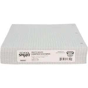 Double Sided Grid Paper, 3 Hole Punched, 8-1/2 x 11 Inches, 1/4 Inch Rule, White, Pack of 500