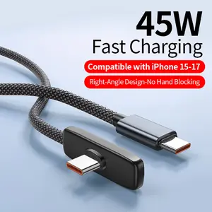 45W fast charging, compatible with iPhone 16 and 16 Pro Max; 90° bend gaming charging cable; charger compatible with new iPhone 17 Pro Max; braided Type‑C to Type‑C data cable; compatible with iPhone 17, 17 Pro, iPhone 15, 15 Pro, 15 Pro Max, and iPad