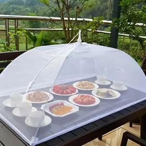 Foldable Food Cover, Mesh Food Cover, Portable Food Shelter, Picnic Supplies, Ideal for Outdoor Picnics, Bbqs & Parties, Containers, Household Items, for Salad, White, Kitchen, Utensils, Lightweight，Fruit Hygiene Barbecue