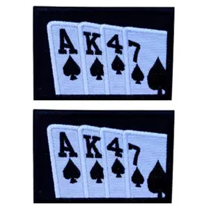 AK47 Playing Cards Tactical Patch [Hook Fastener 3.0 Inch Patch]2 Piece for Jackets, Vests, Back Packs, Hats, and Tactical Gear CP7