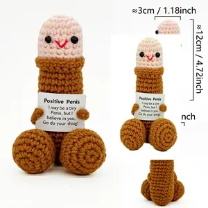 Handmade Crochet Doll Yarn Knitting Gift, Positive Emoticon Potato Cucumber Desktop Decoration, Fun Animal Prank Plush Toy for Adults, Stuffed Animal