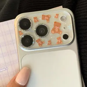 Ins Cute Bear Glitter Bling Camera Lens Protector For iPhone 17 16 15 14 Pro Max 17pro Protective Glass Lens Screen Protectors