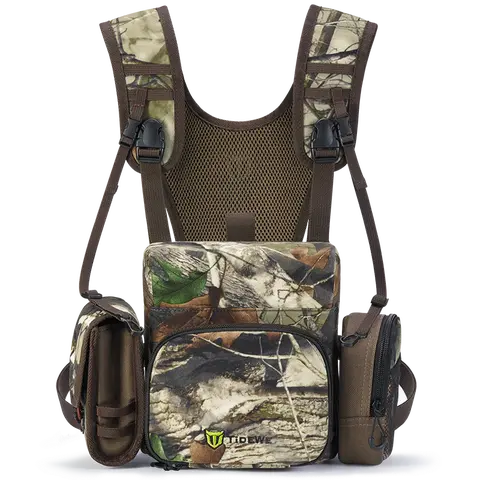 TIDEWE Binocular Harness Chest Pack with MOLLE System, 2 Detachable Pouches, Silent Magnetic Closure, Lightweight & Waterproof Bino Harness for Hunting, Hiking & Birdwatching