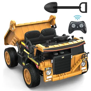 ANPABO 24V Ride On Dump Truck, 2X75W Powerful Motors, Up to 4.4Mph, EVA Tires, Ride On Car w/Electric Dump Bed and Extra Shovel, 19" Spacious Seat, Parent Remote Electric Truck for Kids