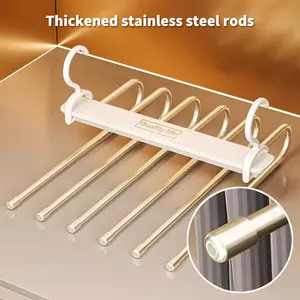 Anti-Slip Pants Hangers - Metal Closet Organizers for Jeans, Skirts, Trousers, Leggings & Scarves | Space Saving Clothes Storage Hangers